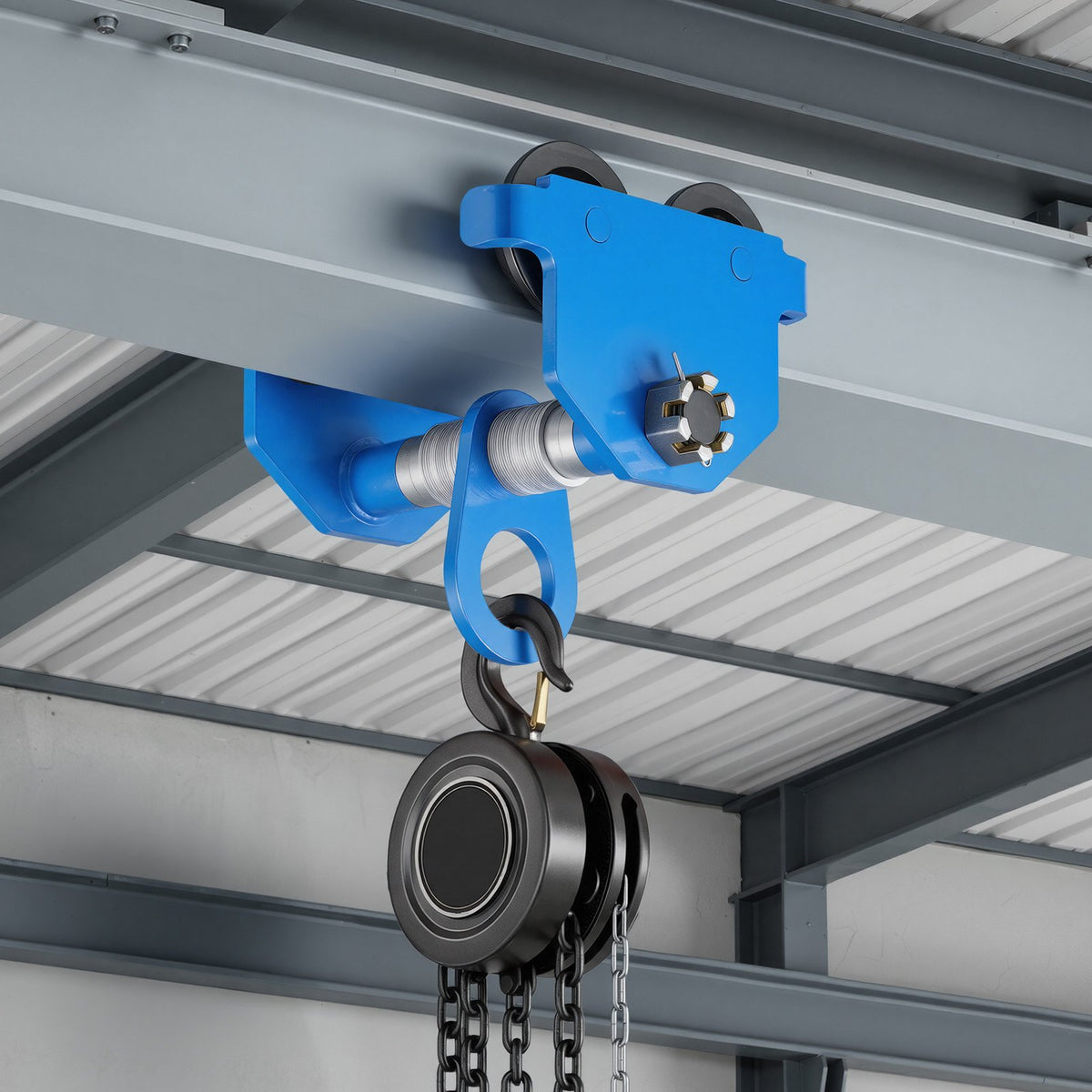 Manual Trolley, 2 Ton Load Capacity, Push Beam Trolley with Dual Wheels, Adjustable for I-Beam Flange Width 61 mm to 178 mm, Heavy Duty Carbon Steel Garage Hoist for Straight & Curved I Beam