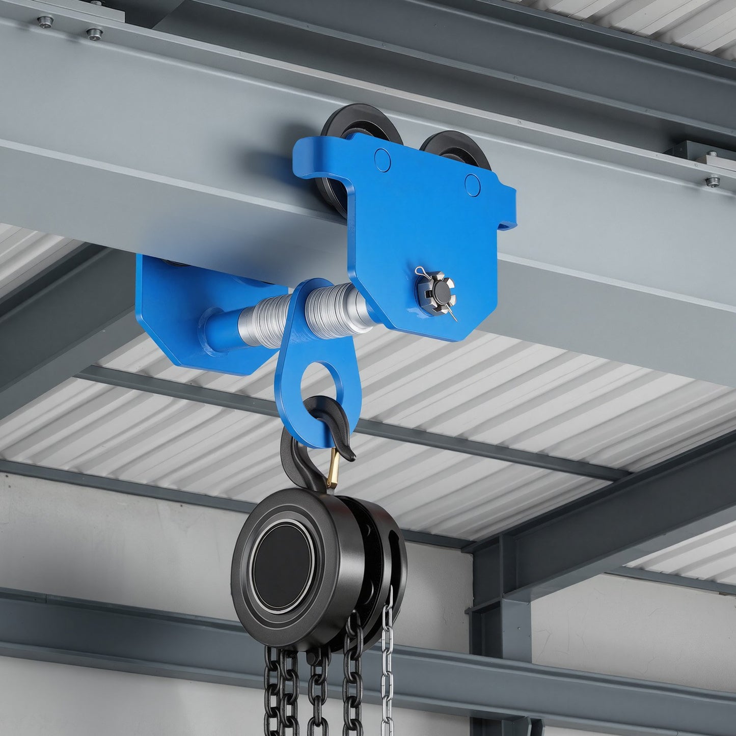 Manual Trolley, 1 Ton Load Capacity, Push Beam Trolley with Dual Wheels, Adjustable for I-Beam Flange Width 61 mm to 178 mm, Heavy Duty Carbon Steel Garage Hoist for Straight & Curved I Beam