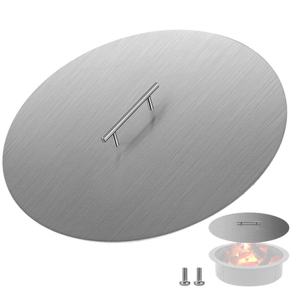 Stainless Steel Round Fire Pit Cover, 0.5m Diameter, 1.5mm Thick, with Handle