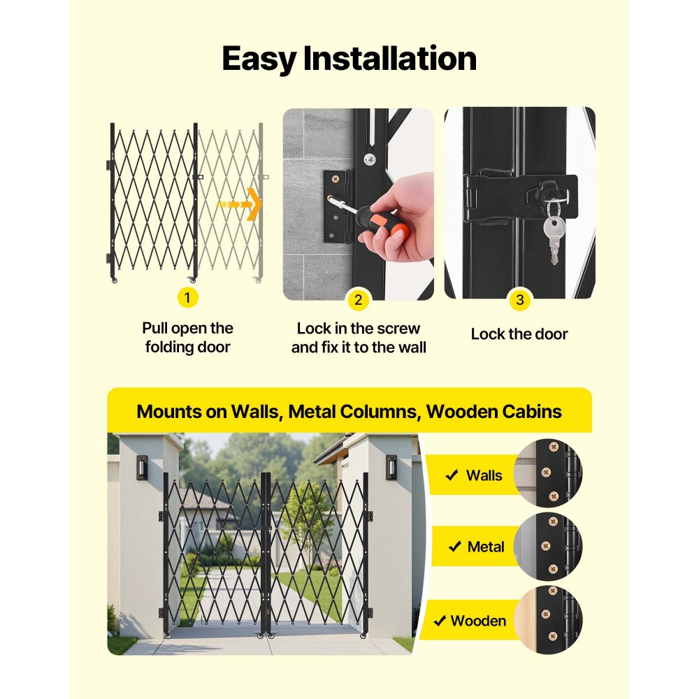 Double Folding Security Gate Lockable Scissor Gate 3200 x 1605 mm(WxH)