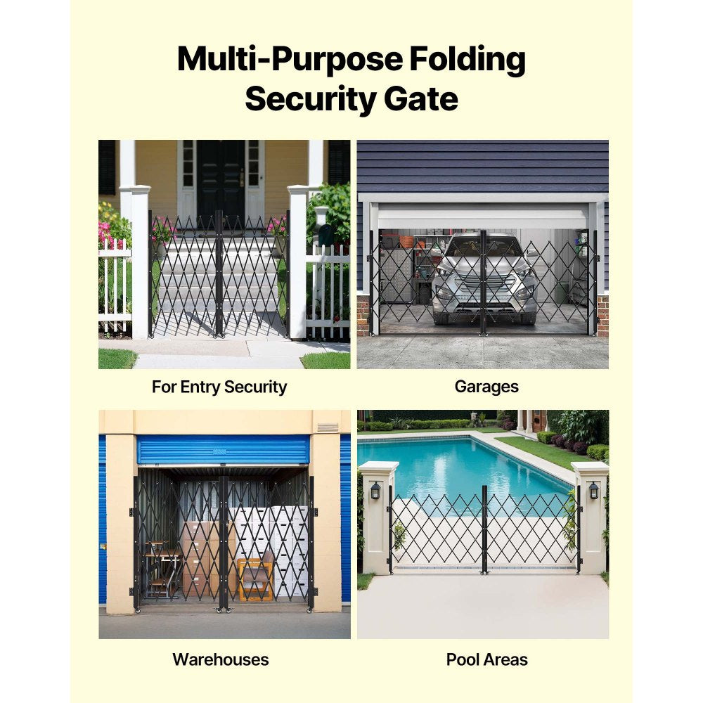 Double Folding Security Gate Lockable Scissor Gate 3200 x 1605 mm(WxH)