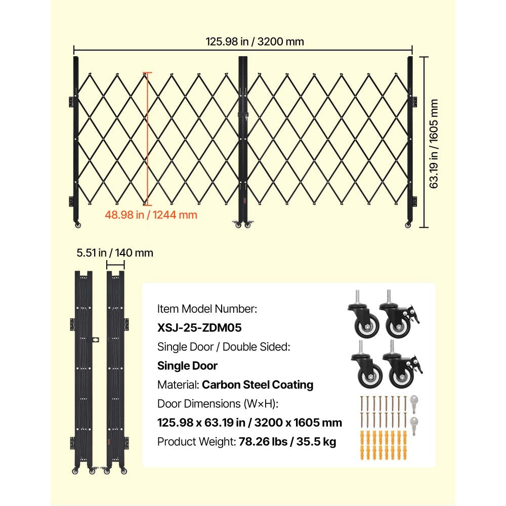 Double Folding Security Gate Lockable Scissor Gate 3200 x 1605 mm(WxH)