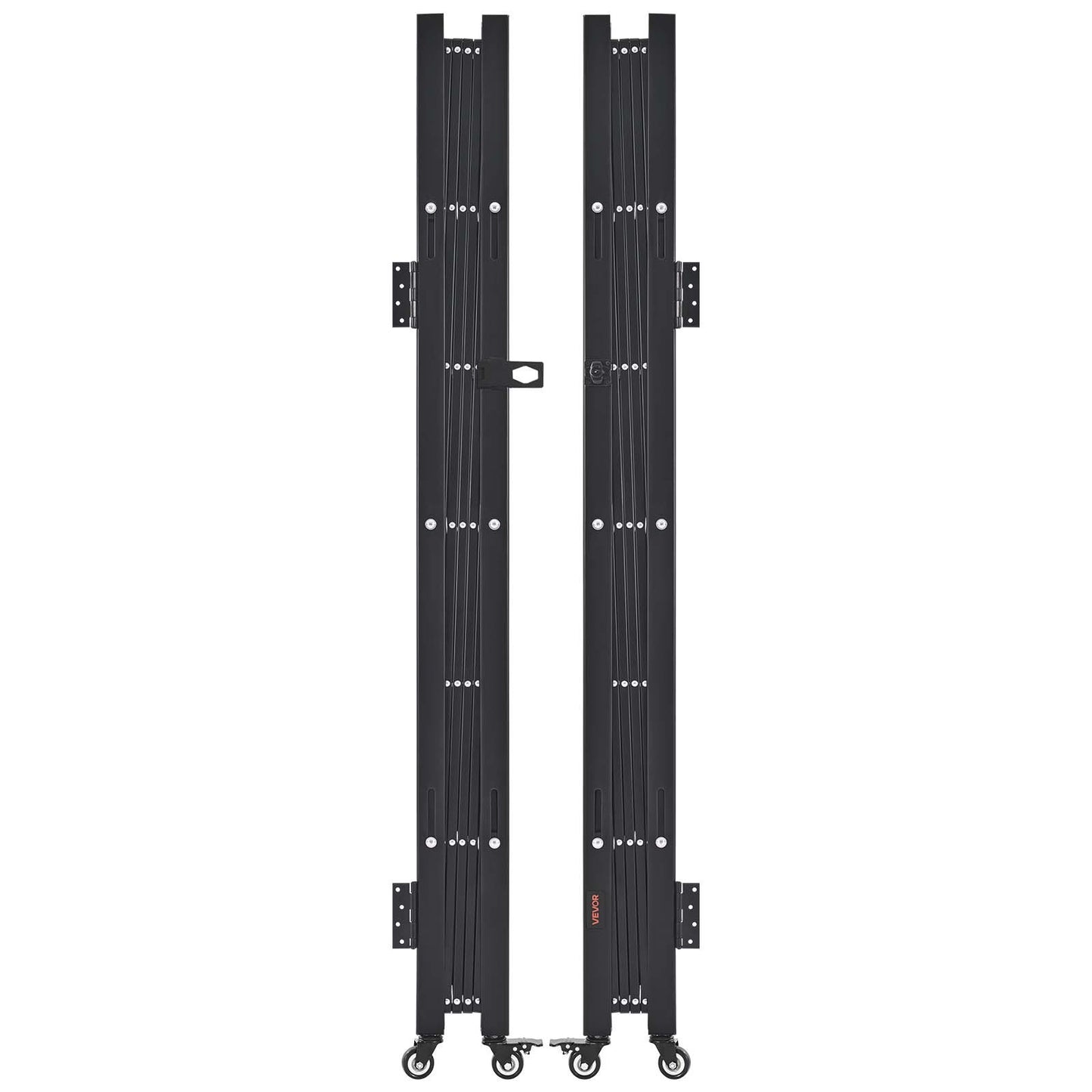 Double Folding Security Gate, Lockable Scissor Gate with 360° Swivel Casters, Outdoor Barricade Steel Retractable Gates, for Entry Security, Garage, Warehouse & Pool, 3300 x 1605 mm (W x H)