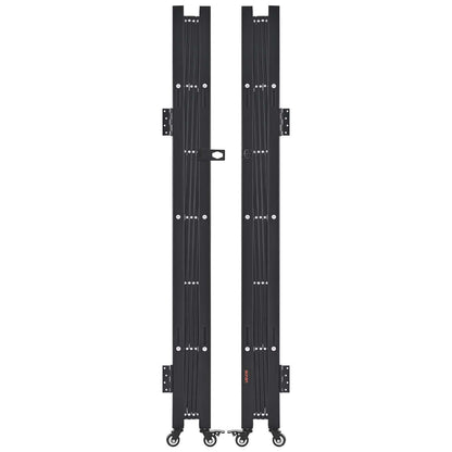 Double Folding Security Gate, Lockable Scissor Gate with 360° Swivel Casters, Outdoor Barricade Steel Retractable Gates, for Entry Security, Garage, Warehouse & Pool, 3300 x 1605 mm (W x H)