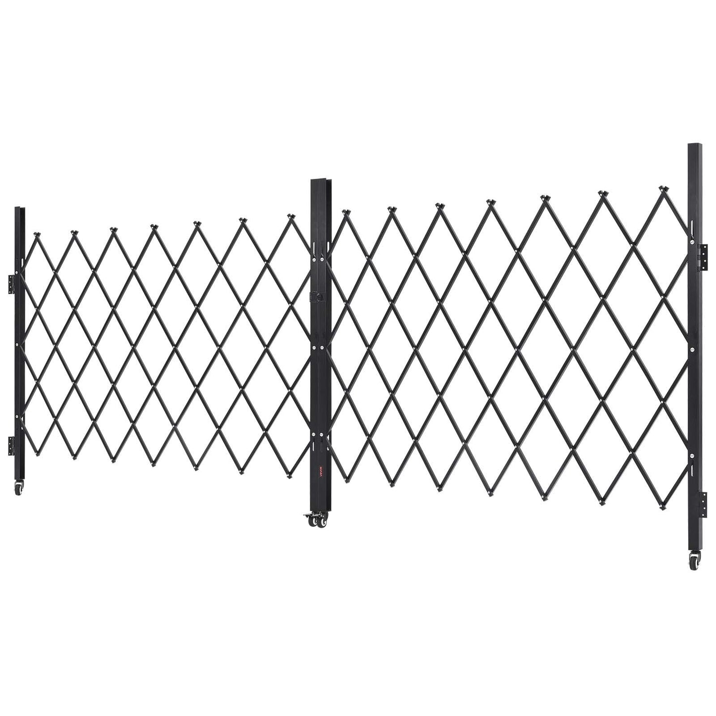 Double Folding Security Gate, Lockable Scissor Gate with 360° Swivel Casters, Outdoor Barricade Steel Retractable Gates, for Entry Security, Garage, Warehouse & Pool, 3300 x 1605 mm (W x H)