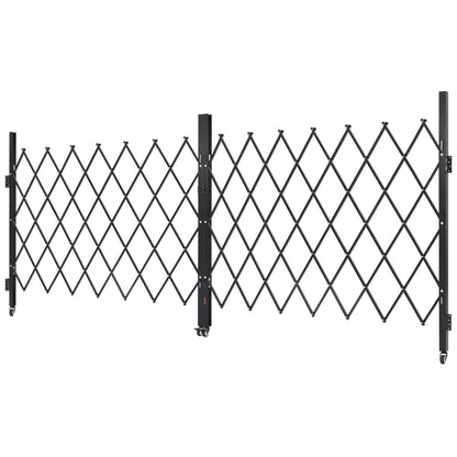 Double Folding Security Gate, Lockable Scissor Gate with 360° Swivel Casters, Outdoor Barricade Steel Retractable Gates, for Entry Security, Garage, Warehouse & Pool, 3300 x 1605 mm (W x H)