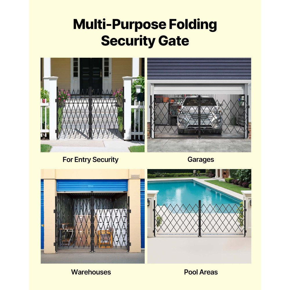 Double Folding Security Gate Lockable Scissor Gate 3700 x 1605 mm(WxH)