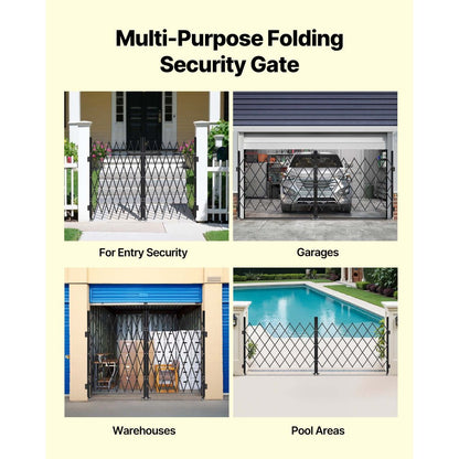 Double Folding Security Gate Lockable Scissor Gate 3700 x 1605 mm(WxH)
