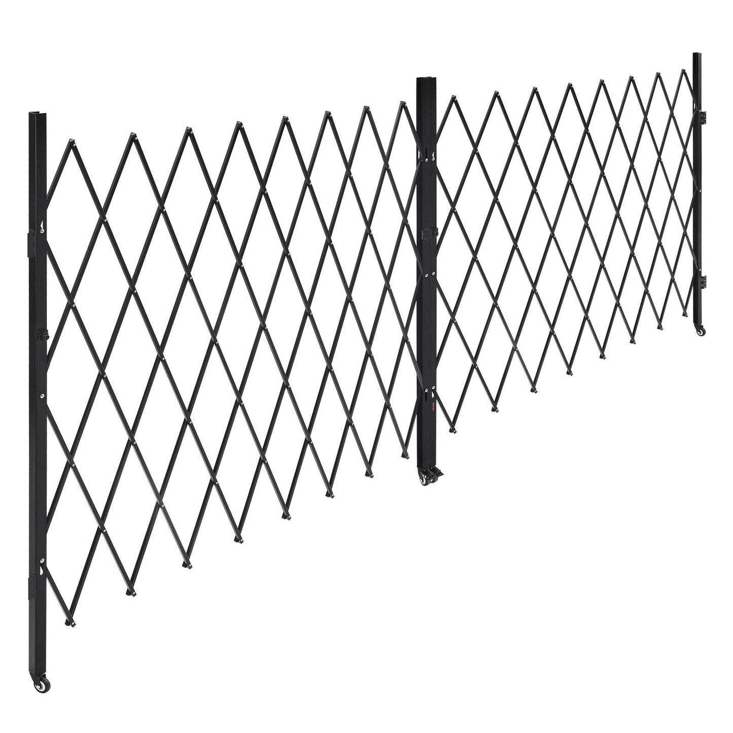 Double Folding Security Gate, Lockable Scissor Gate with 360° Swivel Casters, Outdoor Barricade Steel Retractable Gates, for Entry Security, Garage, Warehouse & Pool, 3940 x 2205 mm (W x H)