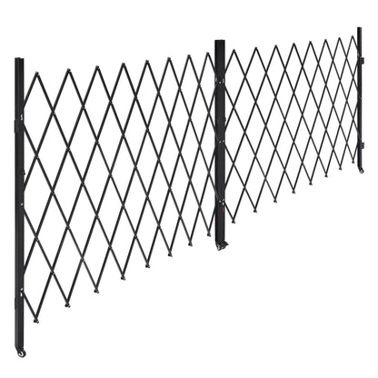 Double Folding Security Gate, Lockable Scissor Gate with 360° Swivel Casters, Outdoor Barricade Steel Retractable Gates, for Entry Security, Garage, Warehouse & Pool, 3940 x 2205 mm (W x H)