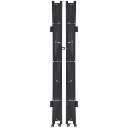 Double Folding Security Gate, Lockable Scissor Gate with 360° Swivel Casters, Outdoor Barricade Steel Retractable Gates, for Entry Security, Garage, Warehouse & Pool, 3940 x 2205 mm (W x H)