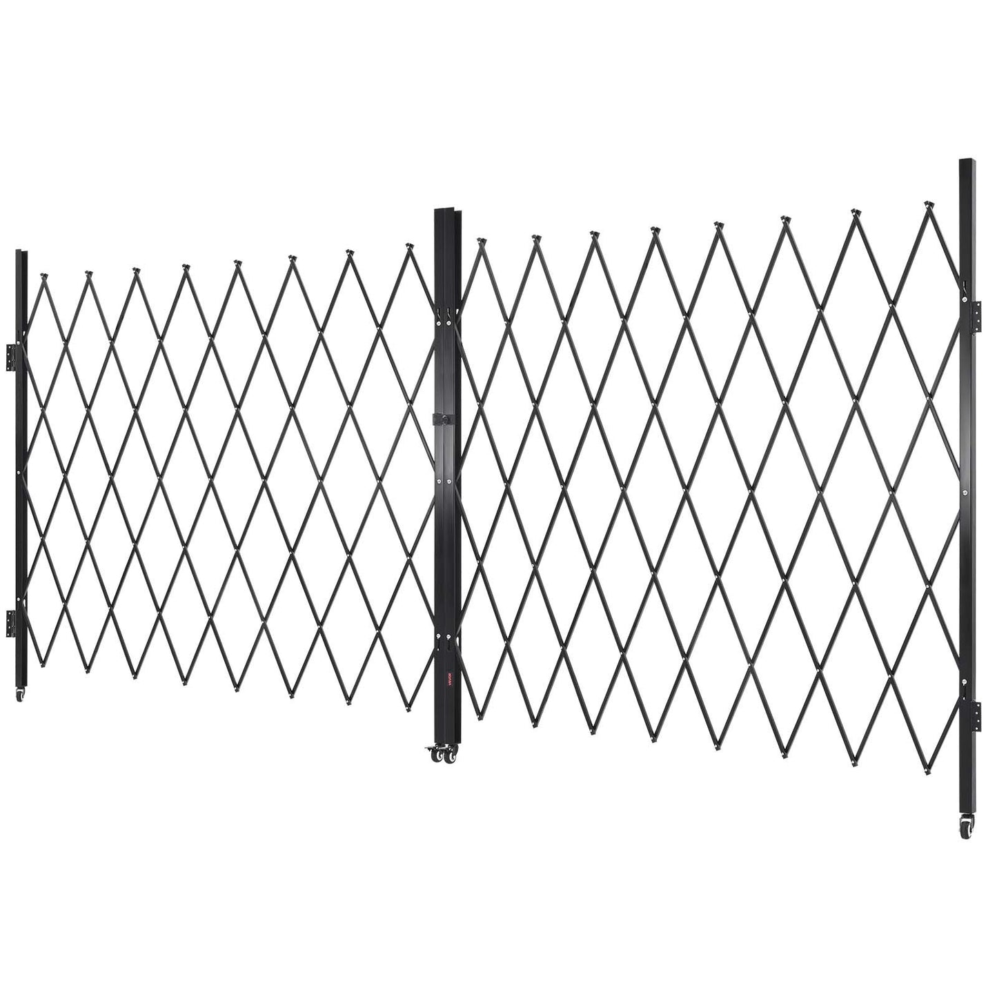 Double Folding Security Gate, Lockable Scissor Gate with 360° Swivel Casters, Outdoor Barricade Steel Retractable Gates, for Entry Security, Garage, Warehouse & Pool, 3940 x 2205 mm (W x H)
