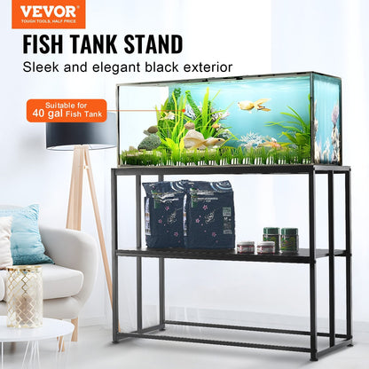 Steel Aquarium & Reptile Stand, 40 Gallon, 92x47x75cm, 152kg Capacity, Black
