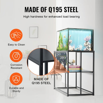 Steel Aquarium & Reptile Stand, 40 Gallon, 92x47x75cm, 152kg Capacity, Black