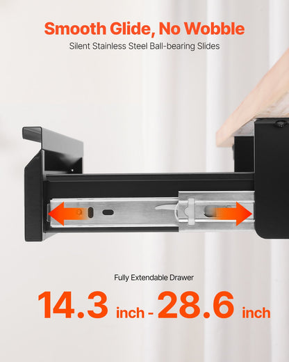 VEVOR 40 cm Under Desk Drawer Organizer Slide-out Drawer Space Saver Home Office