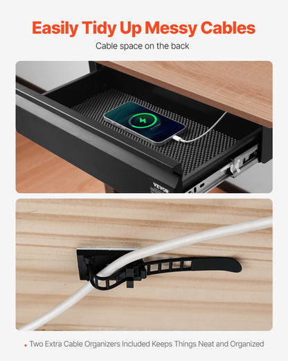 VEVOR 40 cm Under Desk Drawer Organizer Slide-out Drawer Space Saver Home Office