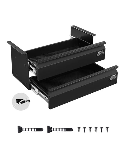 VEVOR 2 Drawer 40 cm Under Desk Drawer Organizer Slide-out Drawer Space Saver