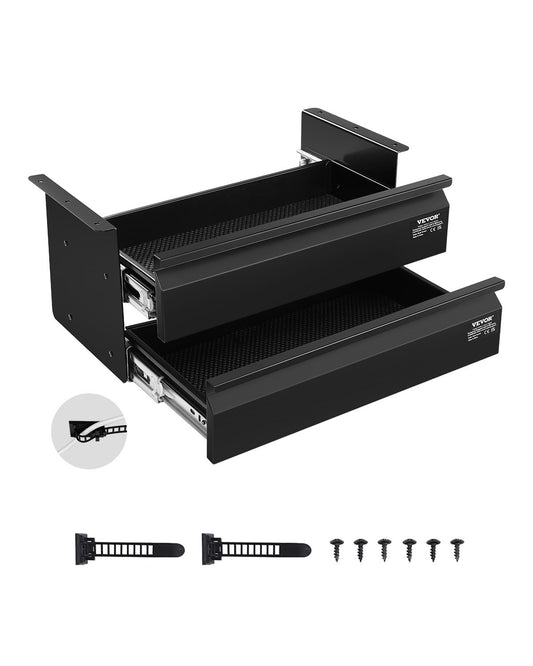 VEVOR 2 Drawer 40 cm Under Desk Drawer Organizer Slide-out Drawer Space Saver