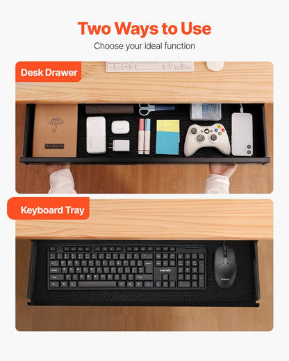 VEVOR 33" Under Desk Drawer Organizer Slide-out Drawer Space Saver Home Office