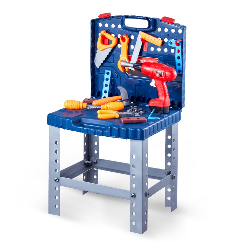 VEVOR Kids Workbench 56 pcs Tool Bench with Realistic Tools and Electric Drill