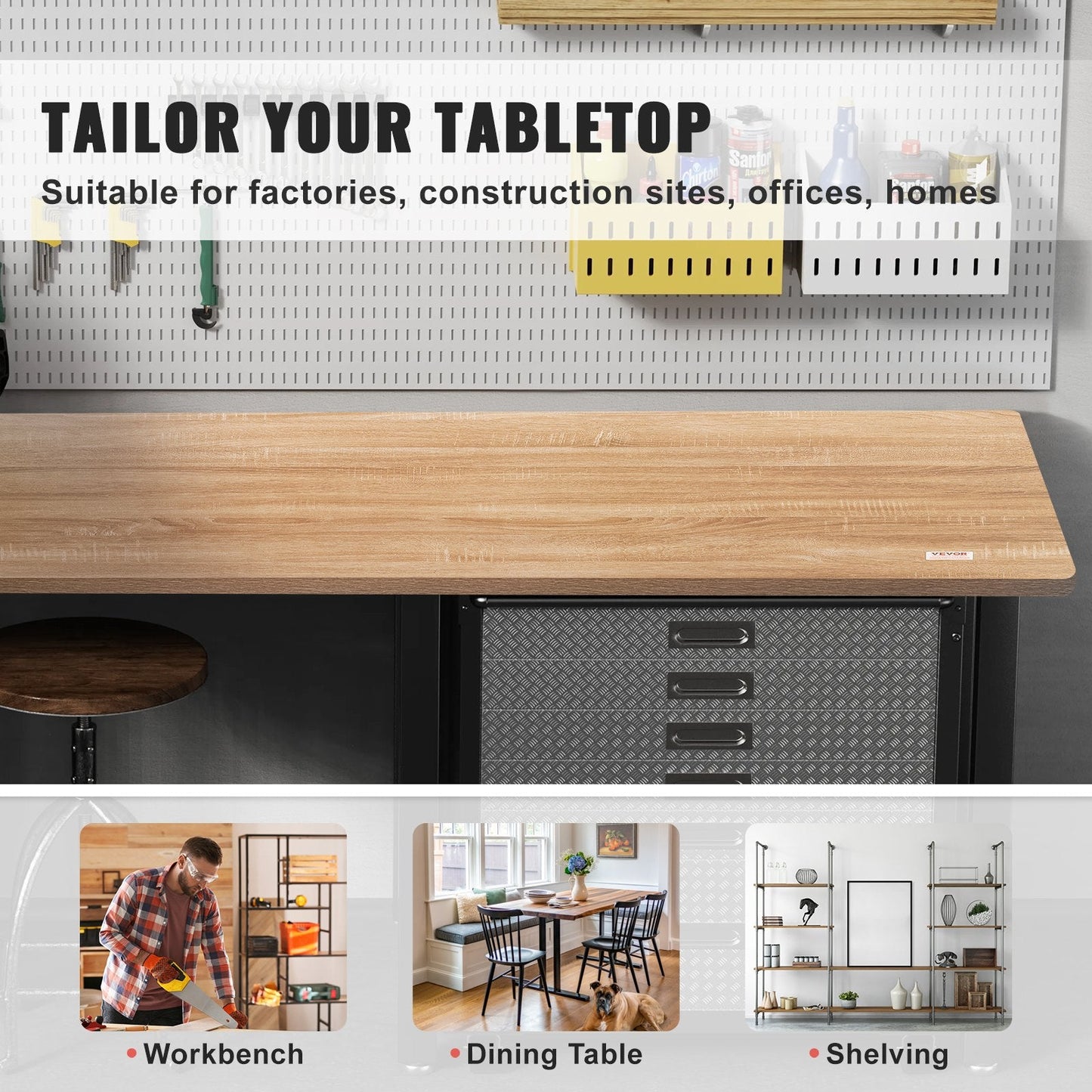 Universal Particle Board Desktop, 1400 x 700 mm, 100 kg Capacity, Natural Wood