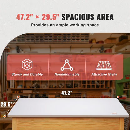 VEVOR Table Top, 120 x 75 x 2.5 cm, 100 kg Load Capacity, Universal One-Piece Particle