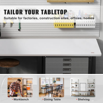 Universal Particle Board Desktop, 120 x 75 cm, 100 kg Capacity, White Rectangular Top