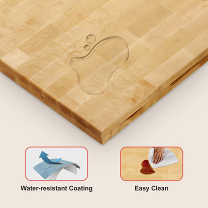 Universal Maple Wood Desktop, 75 x 60 cm, 150 kg Capacity, Water-Resistant Finish