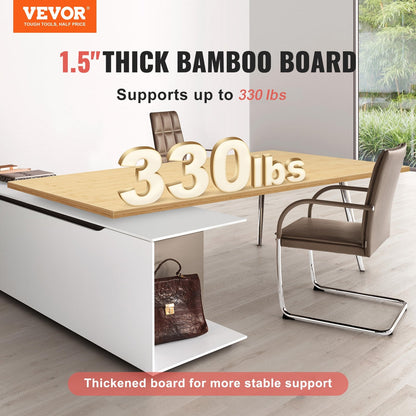 Universal Solid Bamboo Tabletop, 180 x 74 cm, 150 kg Capacity for Adjustable Desk