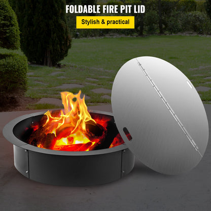 VEVOR Fire Pit Lid Round 40 Inch Foldable Fire Pit Ring Snuff Cover 430 Stainless