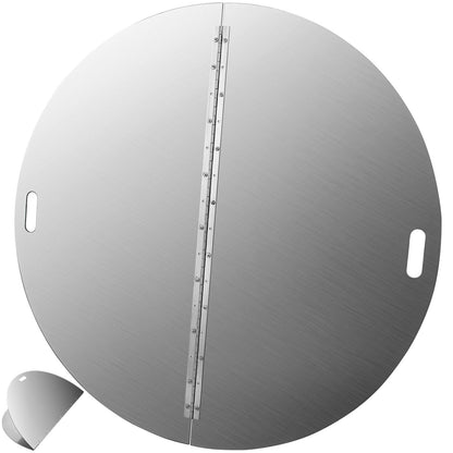 Round Stainless Steel Fire Pit Lid, 1 Meter Foldable Cover with Handle