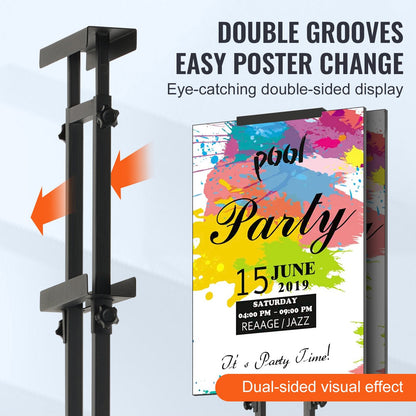 Adjustable Double-Sided Poster Stand with Shock-Absorbing Base, 1.9m Height