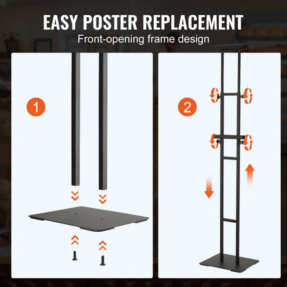 Adjustable Double-Sided Poster Stand with Shock-Absorbing Base, 1.9m Height