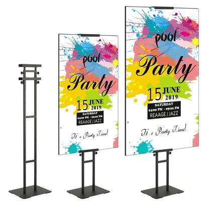 Adjustable Double-Sided Poster Stand with Shock-Absorbing Base, 1.9m Height