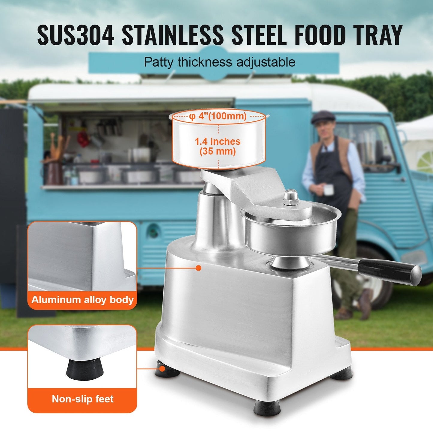 Heavy Duty Commercial Patty Maker, 100mm Burger Press with 1000 Papers