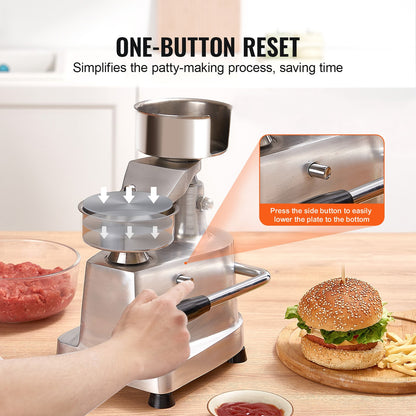 VEVOR Commercial Burger Patty Maker, 100mm Hamburger Beef Patty Maker, Heavy Duty