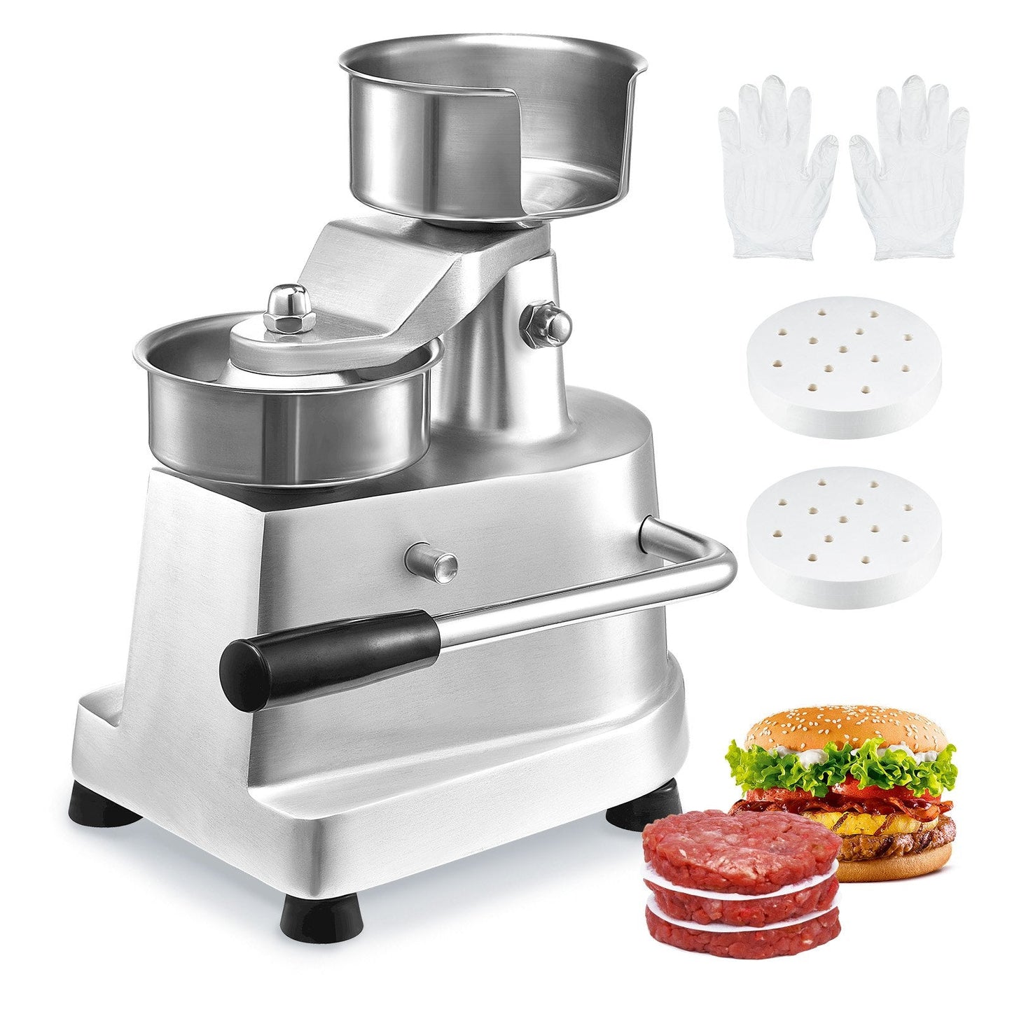 Heavy Duty Commercial Patty Maker, 100mm Burger Press with 1000 Papers