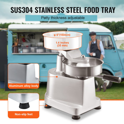 VEVOR Commercial Burger Patty Maker, 150mm Hamburger Beef Patty Maker, Heavy Duty