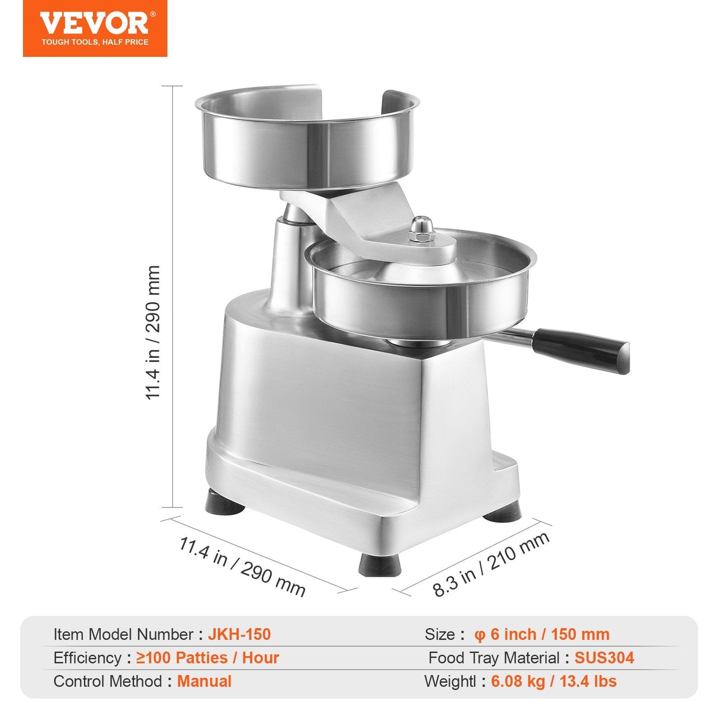 Heavy Duty Commercial Burger Press, 15cm Patty Maker with 1000 Papers