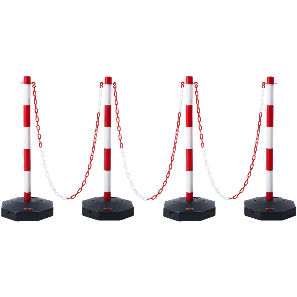 VEVOR 4PCs Traffic Delineator Post Cones with Fillable Base 8FT Chain Adjustable