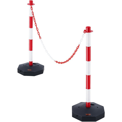 Adjustable Traffic Delineator Posts with Fillable Base and 2.5m Chain (2-Pack)