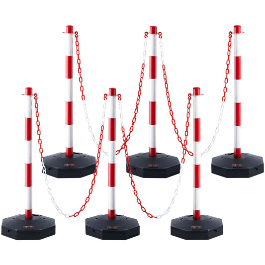VEVOR 6PCs Traffic Delineator Post Cones with Fillable Base 6.6 FT Chain