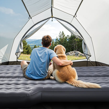 Car Air Mattress, Inflatable Car Camping Mattress, Oxford Thickened Travel Beds, Comfortable and Durable Portable Sleeping Pad with Air Pump, Nozzle, Carry Bag, Fits Most SUV MPV Sedan, Gray