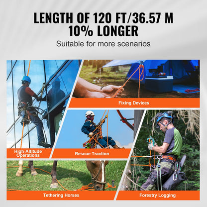 Heavy-Duty Polyester Rope 9.5 mm x 36.57 m, 17.79 kN, for Climbing & Rigging