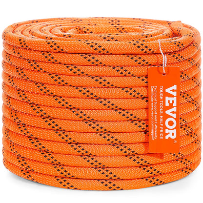 VEVOR Double Braided Polyester Rope, 9.5 mm x 36.57 m, 48 Strands, 17.79kN Breaking