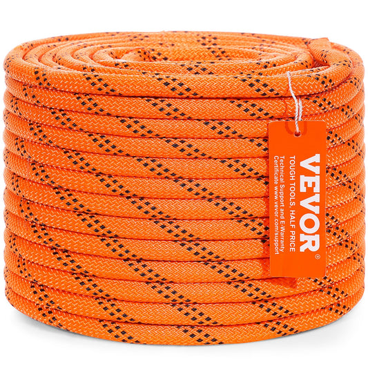VEVOR Double Braided Polyester Rope, 9.5 mm x 36.57 m, 48 Strands, 17.79kN Breaking