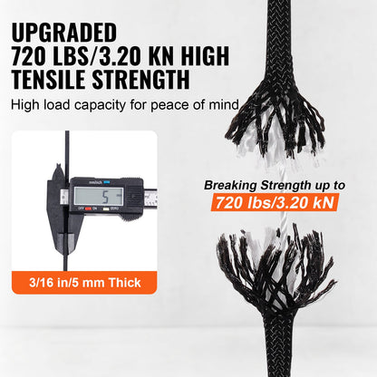 VEVOR Braided Nylon Rope, 5 mm x 304.8 m, 32 Strands, 3.20kN Breaking Strength Outdoor