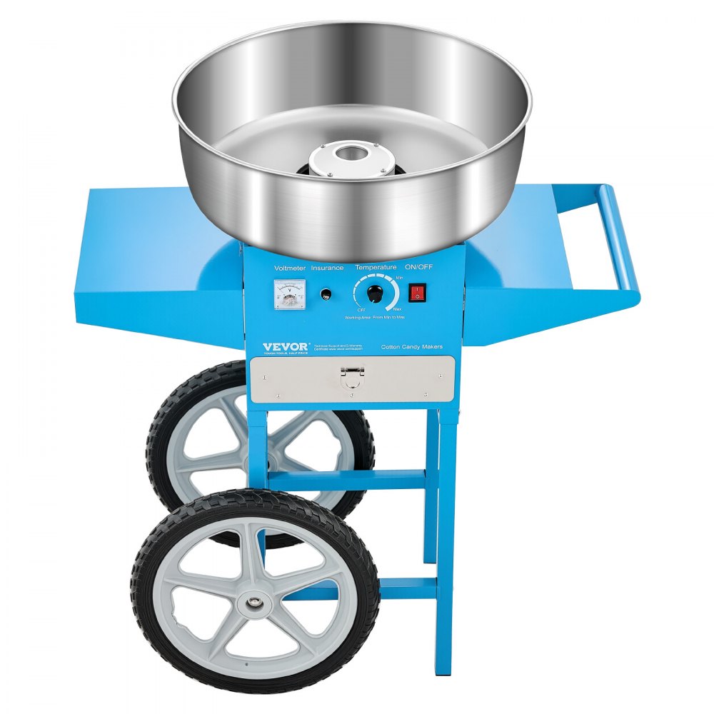VEVOR Commercial Cotton Candy Machine with Cart Sugar Floss Maker 1000W Blue