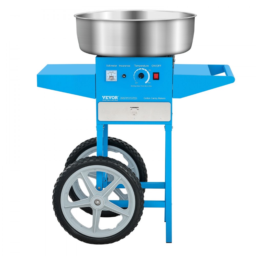 VEVOR Commercial Cotton Candy Machine with Cart Sugar Floss Maker 1000W Blue