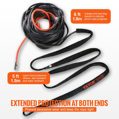 12.7mm x 28m Synthetic Winch Rope with Hook & Sleeve for Off-Road Vehicles